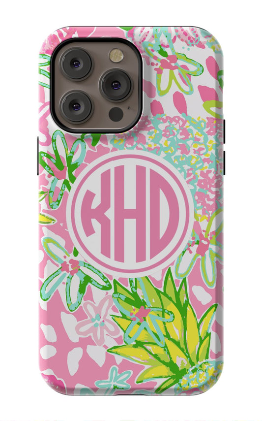Pink Preppy Pineapple iPhone Case