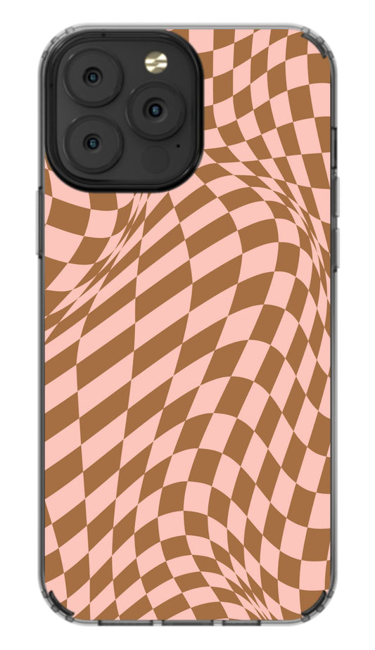 Brown and Pink Trippy Checkers Case