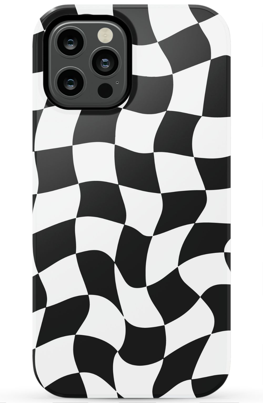 Trippy Checkers iPhone Case - Black and White