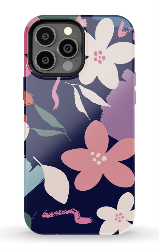 Navy Floral Abstract iPhone Case