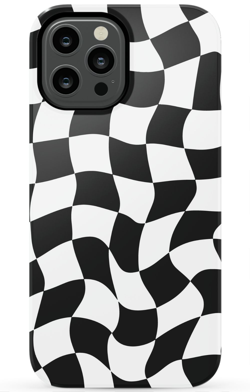 Trippy Checkers iPhone Case - Black and White