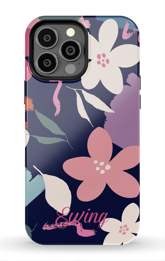 Navy Floral iPhone Case