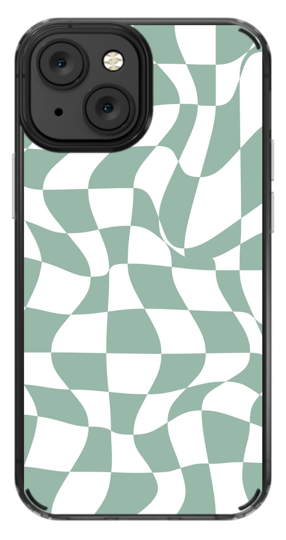 Sage Green Trippy Checkers Phone Case