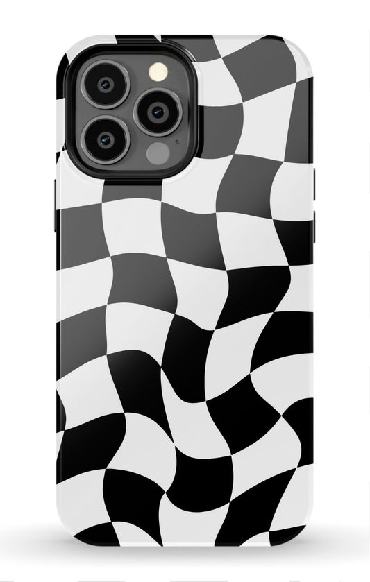 Trippy Checkers iPhone Case - Black and White