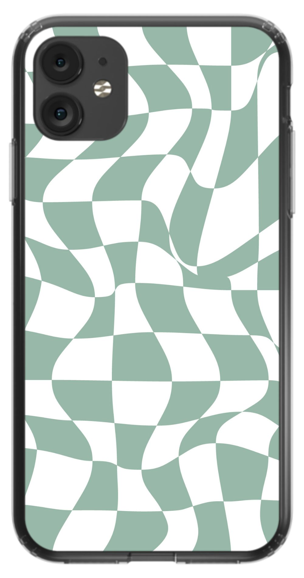 Sage Green Trippy Checkers Phone Case