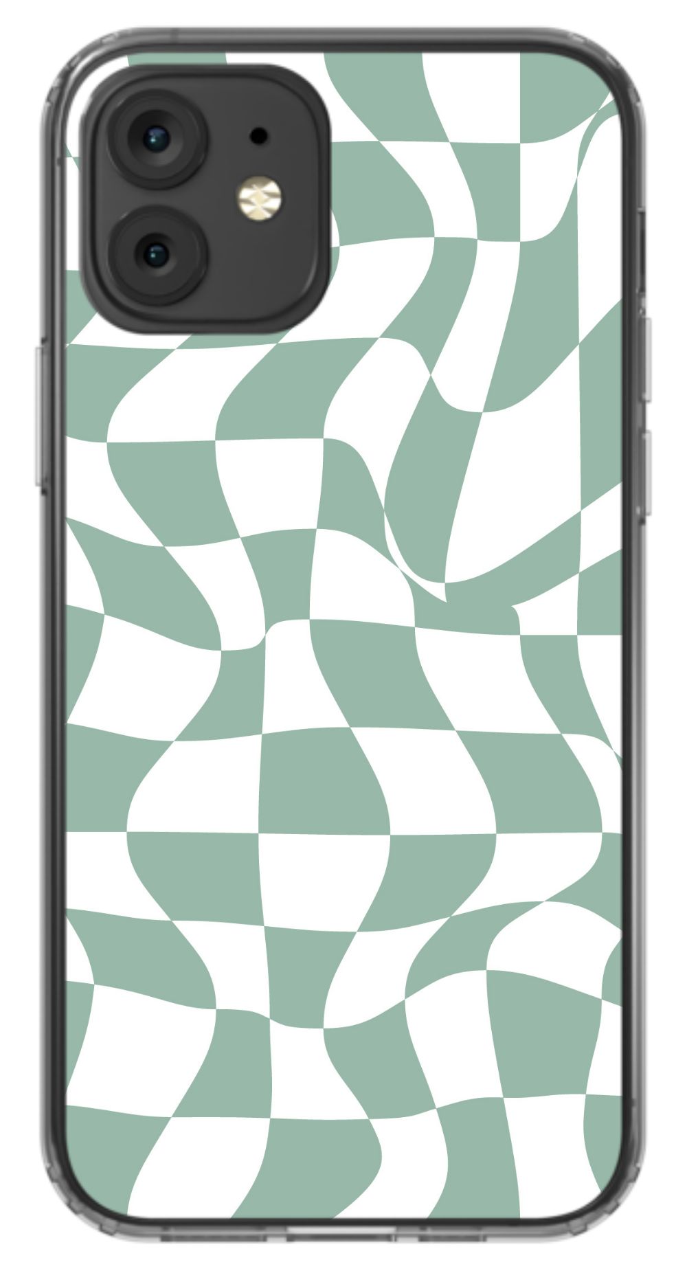 Sage Green Trippy Checkers Phone Case