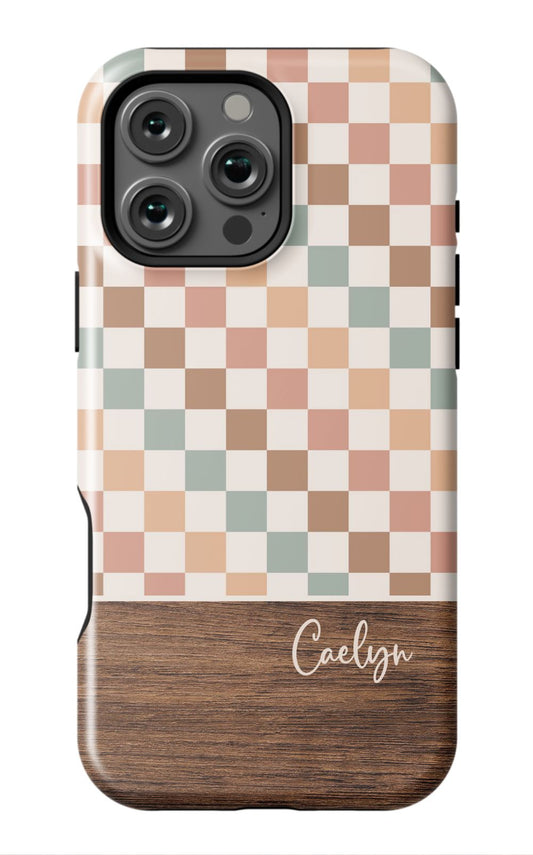Bogo Checkers Wood Phone Case