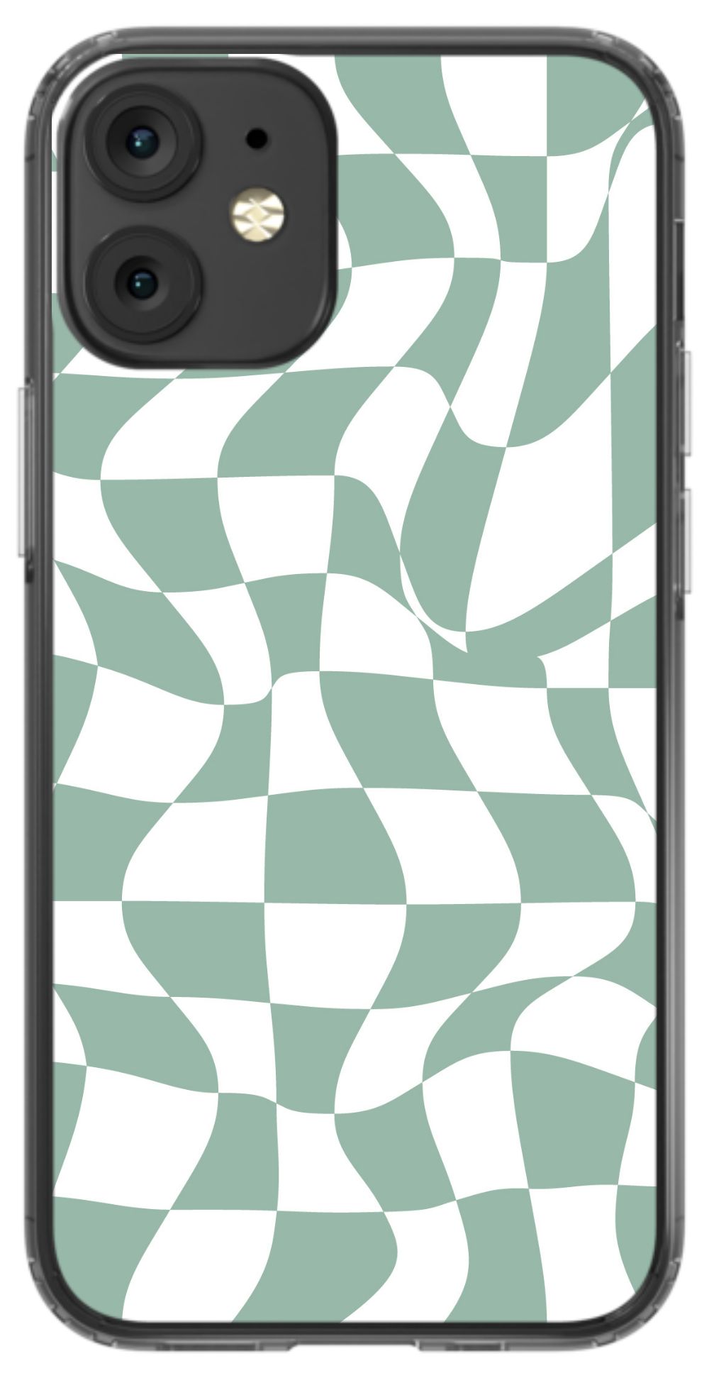 Sage Green Trippy Checkers Phone Case