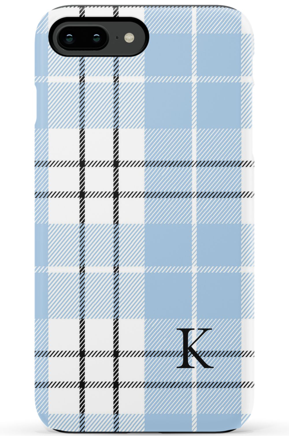 Blue Plaid Initial iPhone Case