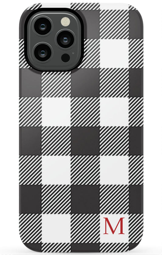 Red Buffalo Plaid Initial Phone Case