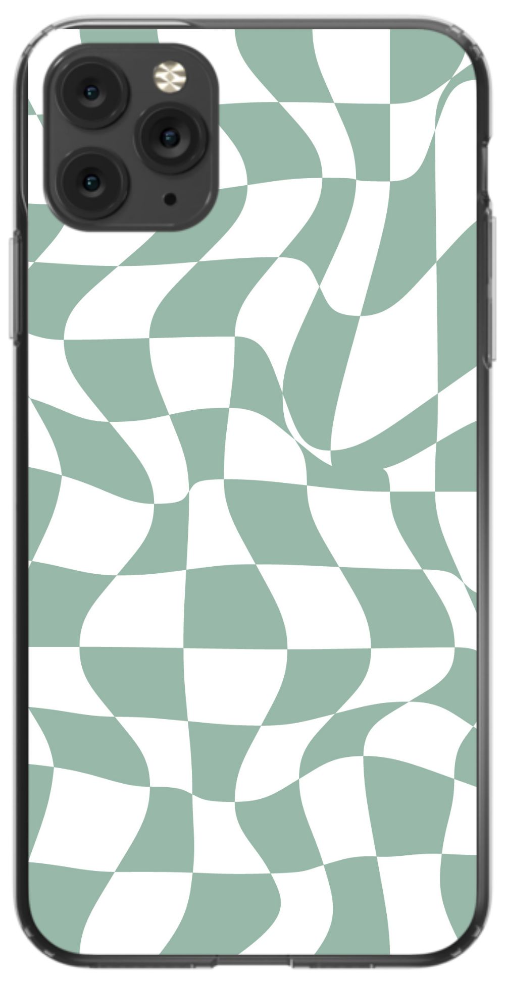 Sage Green Trippy Checkers Phone Case