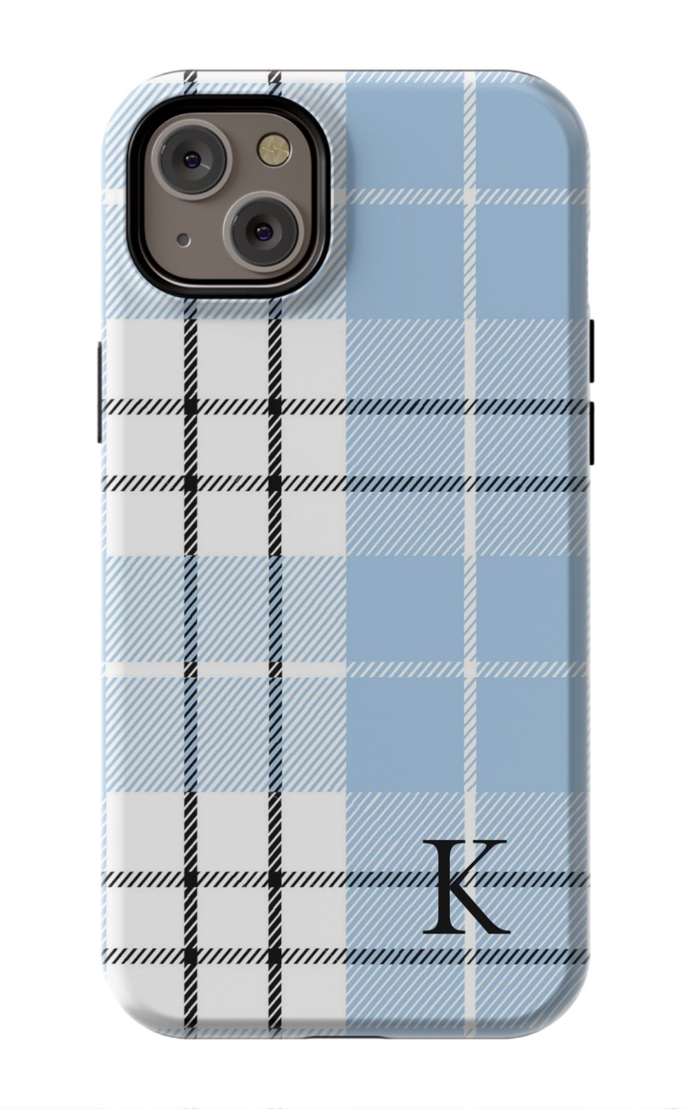 Blue Plaid Initial iPhone Case