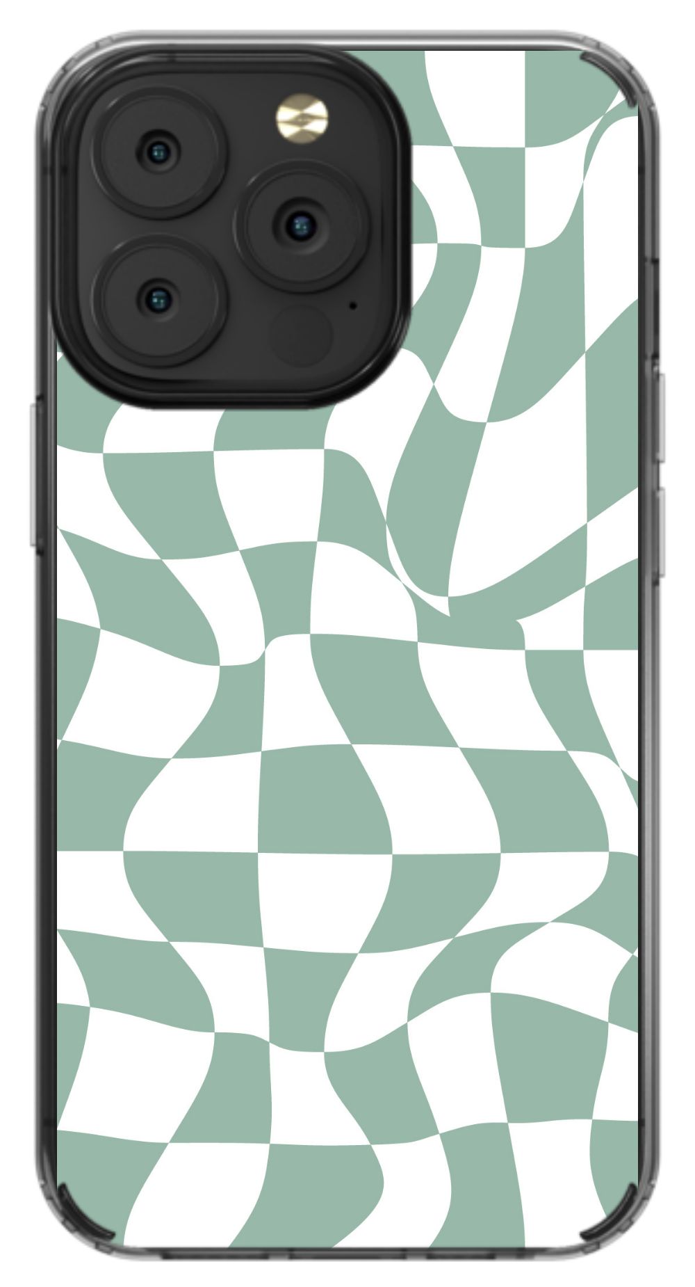 Sage Green Trippy Checkers Phone Case