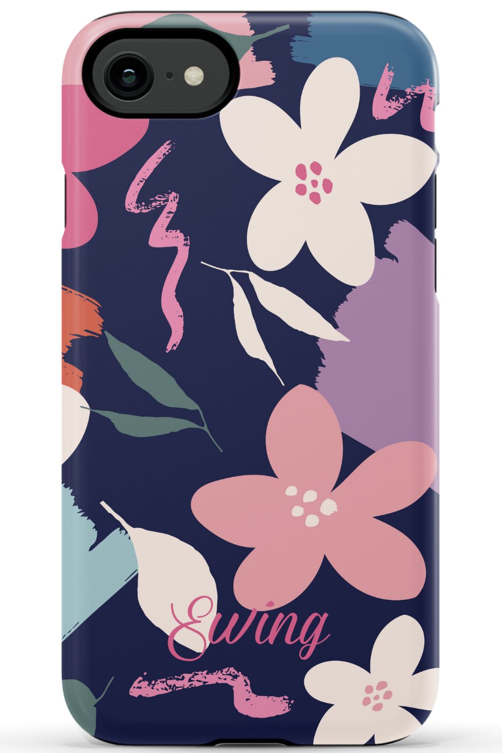 Navy Floral iPhone Case