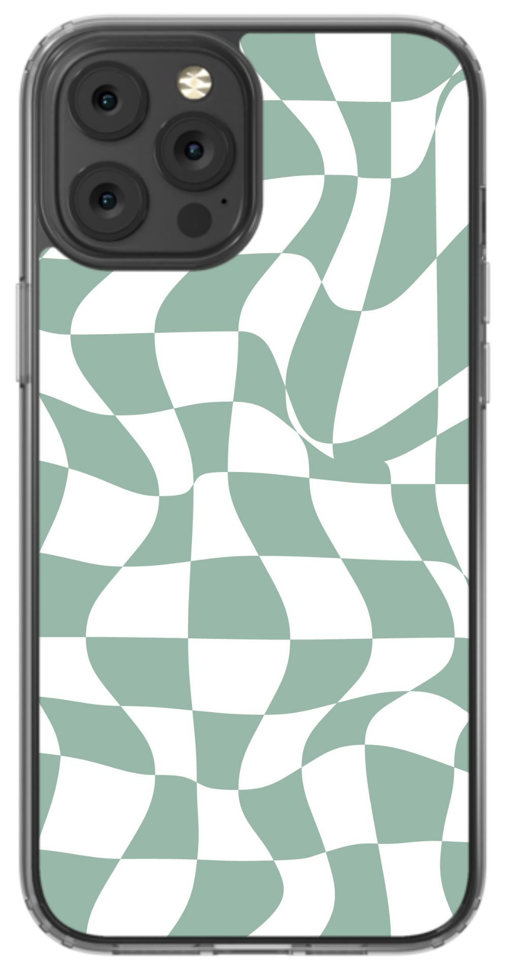 Sage Green Trippy Checkers Phone Case