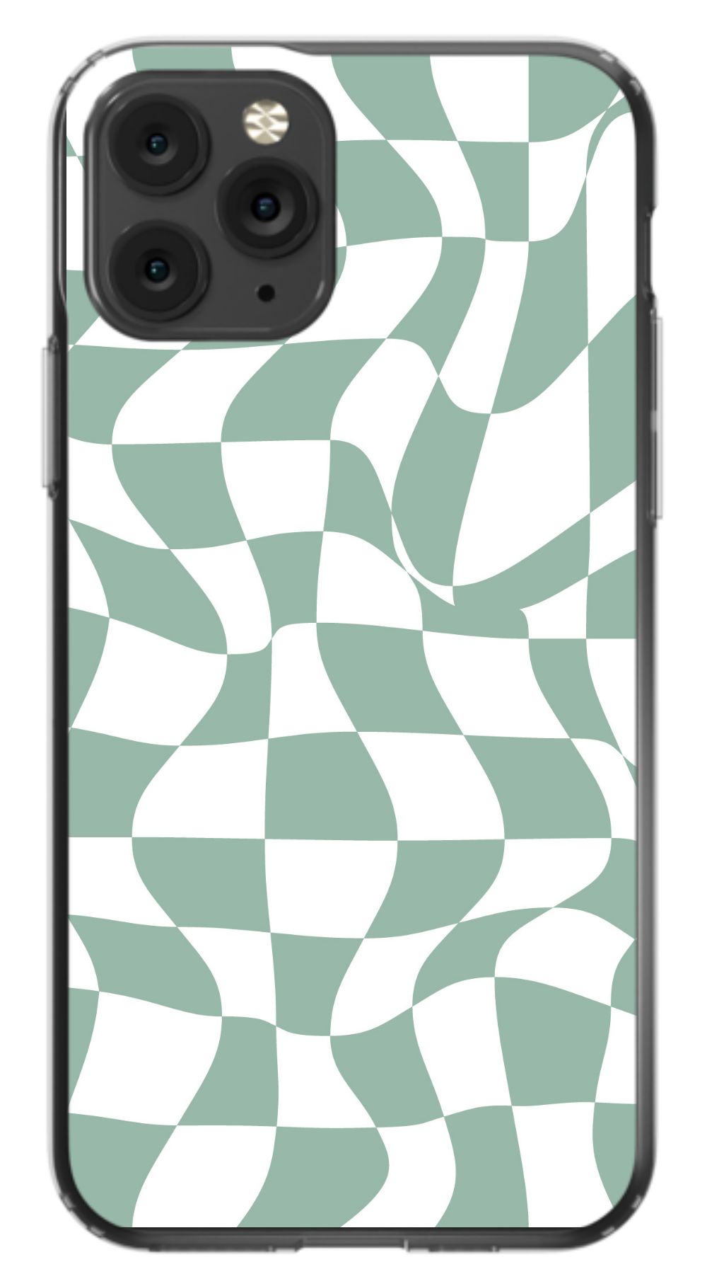 Sage Green Trippy Checkers Phone Case