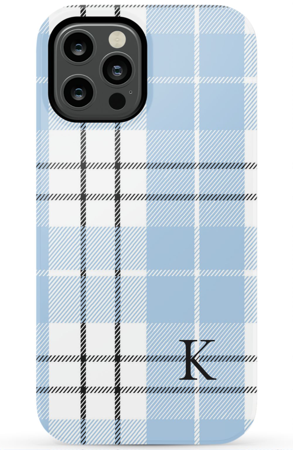 Blue Plaid Initial iPhone Case