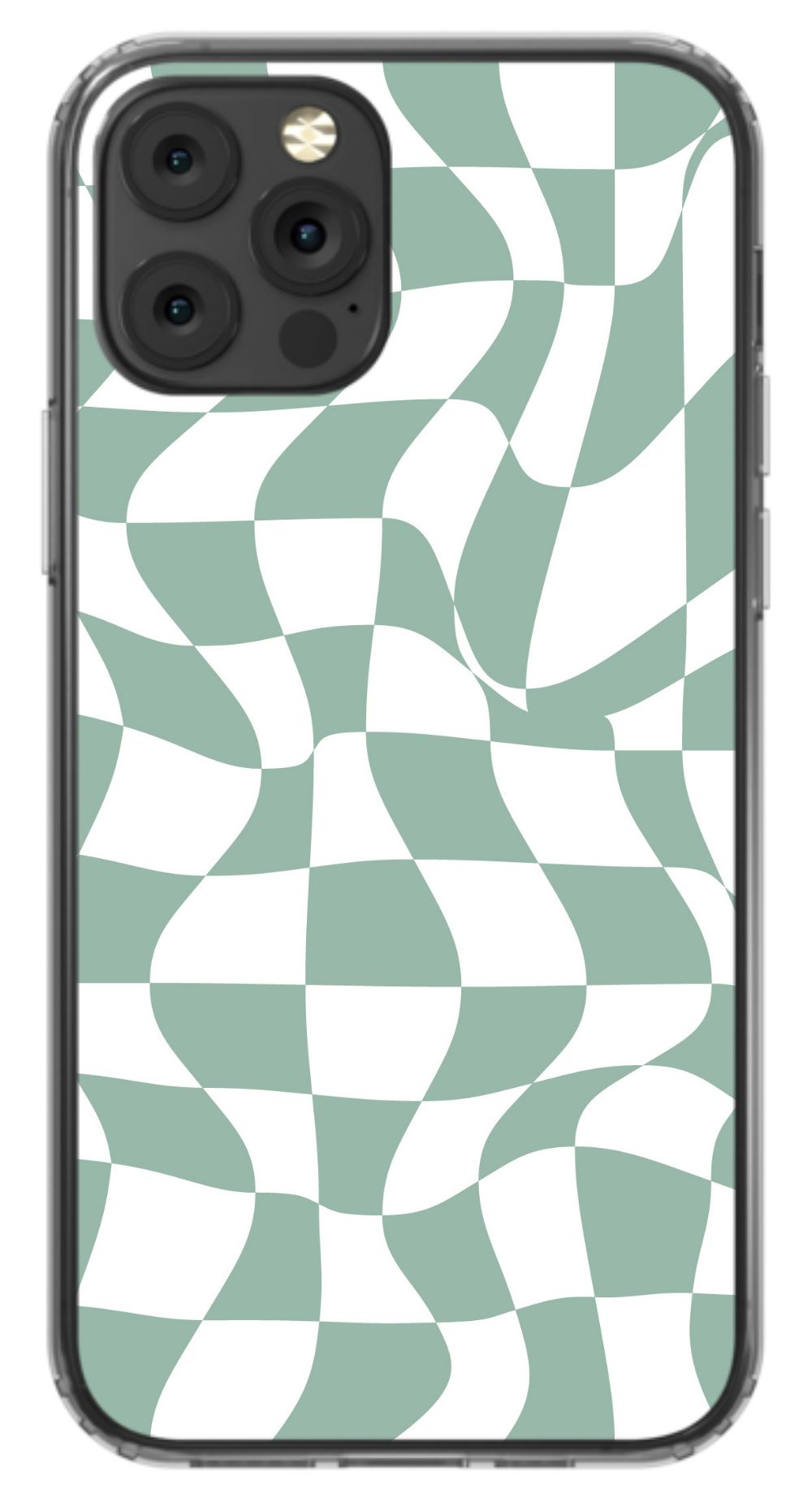 Sage Green Trippy Checkers Phone Case