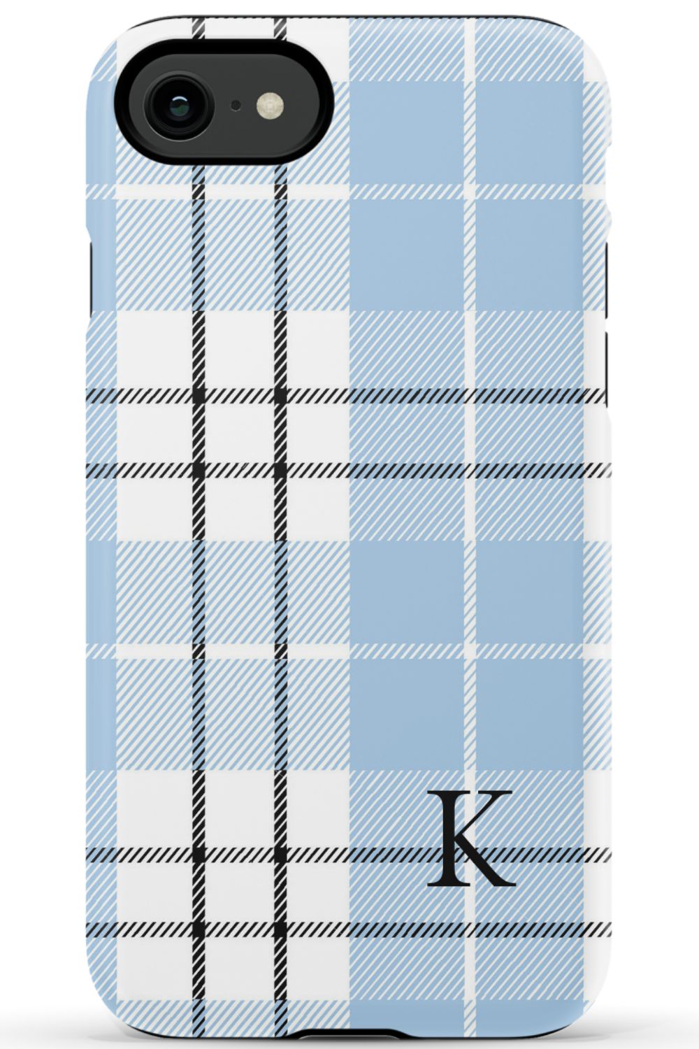 Blue Plaid Initial iPhone Case