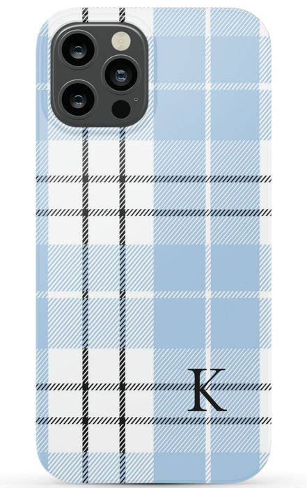 Blue Plaid Initial iPhone Case