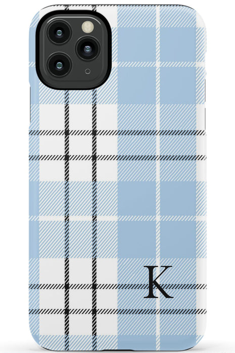Blue Plaid Initial iPhone Case