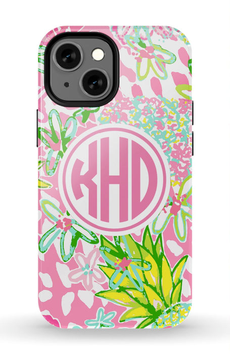 Pink Preppy Pineapple iPhone Case