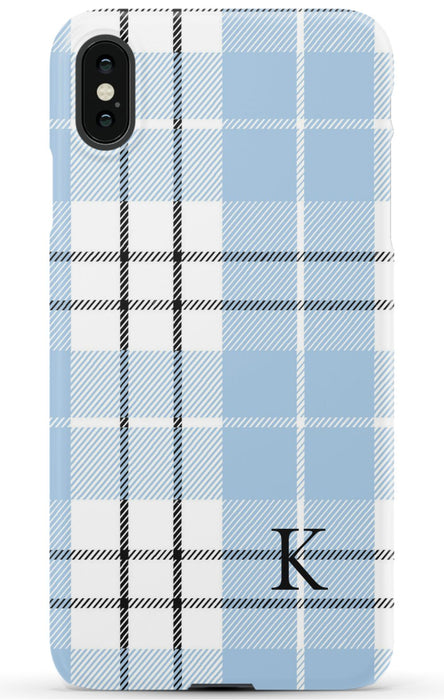 Blue Plaid Initial iPhone Case