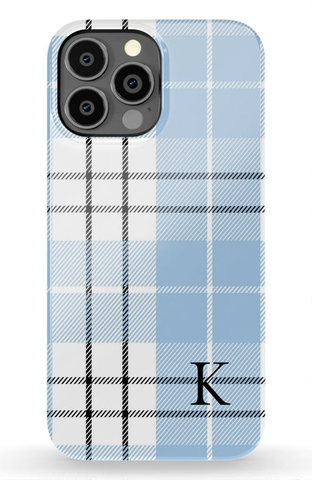 Blue Plaid Initial iPhone Case