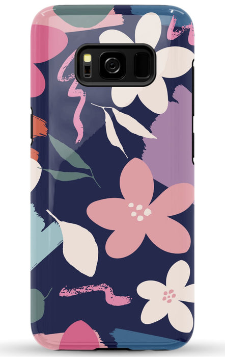 Navy Floral Samsung Phone Case