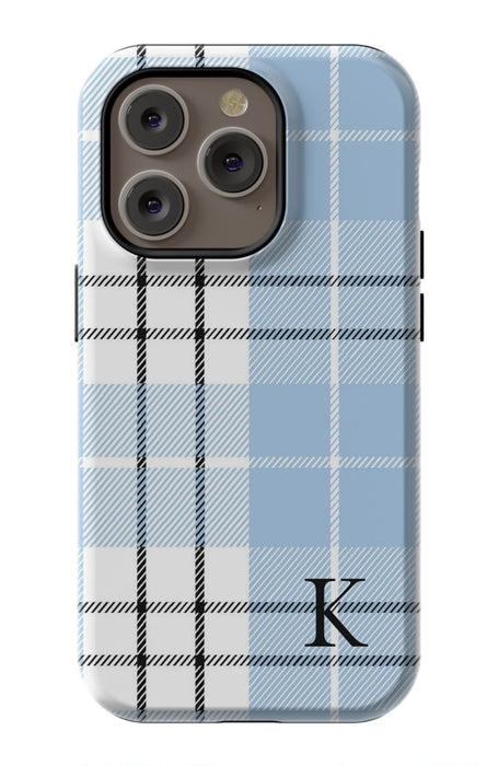 Blue Plaid Initial iPhone Case
