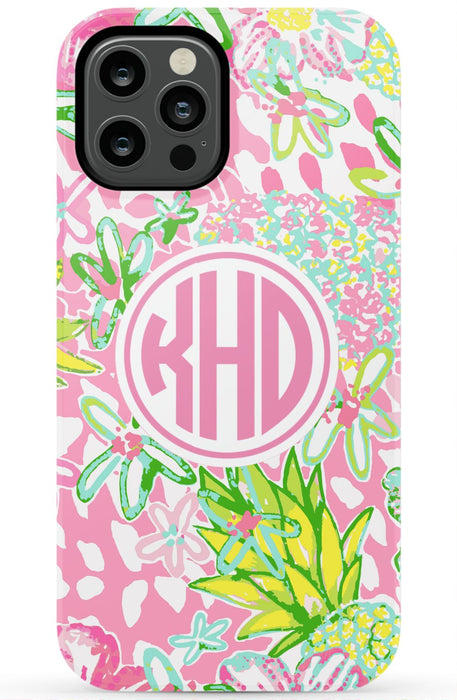 Pink Preppy Pineapple iPhone Case