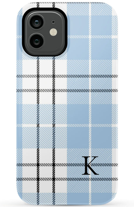 Blue Plaid Initial iPhone Case