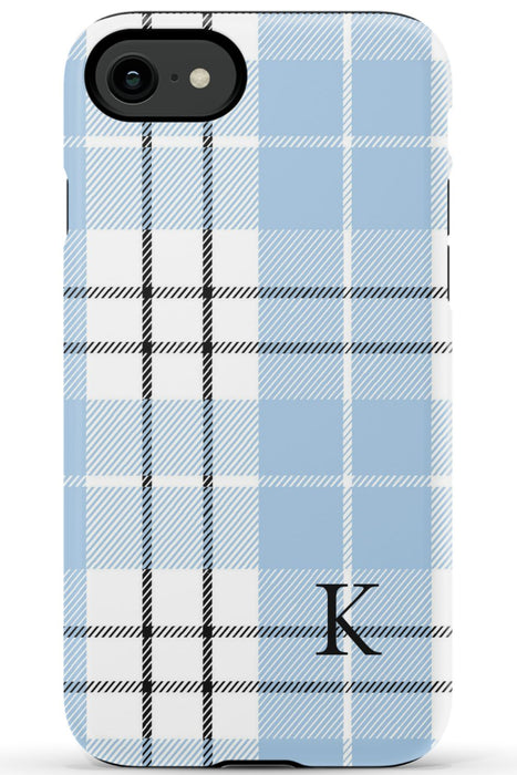 Blue Plaid Initial iPhone Case
