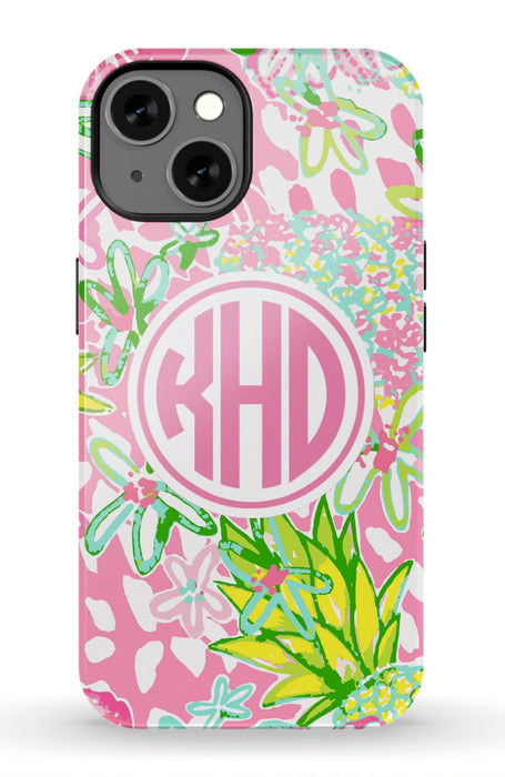 Pink Preppy Pineapple iPhone Case