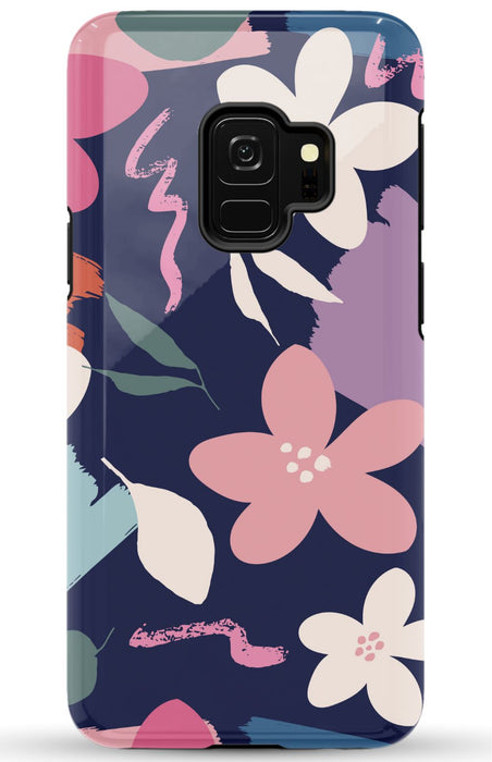 Navy Floral Samsung Phone Case