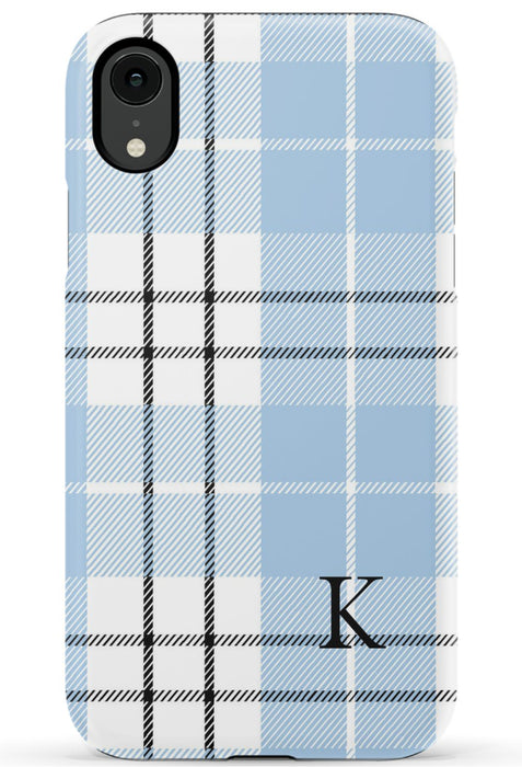 Blue Plaid Initial iPhone Case