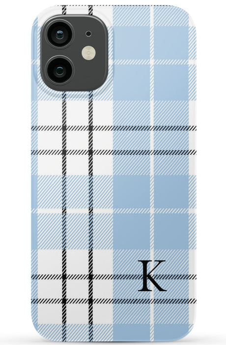 Blue Plaid Initial iPhone Case
