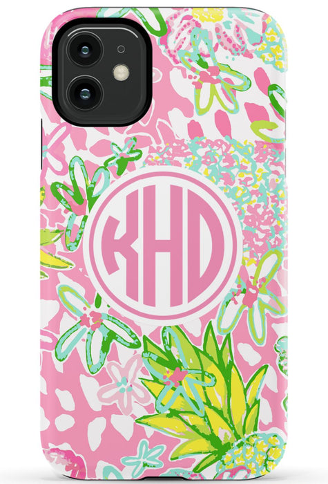 Pink Preppy Pineapple iPhone Case