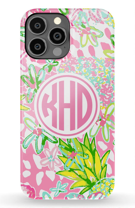 Pink Preppy Pineapple iPhone Case