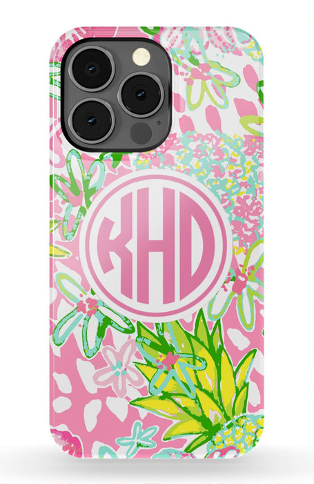 Pink Preppy Pineapple iPhone Case