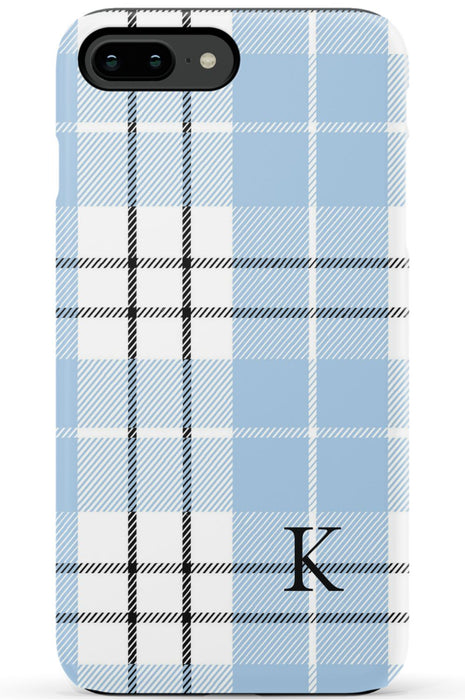 Blue Plaid Initial iPhone Case