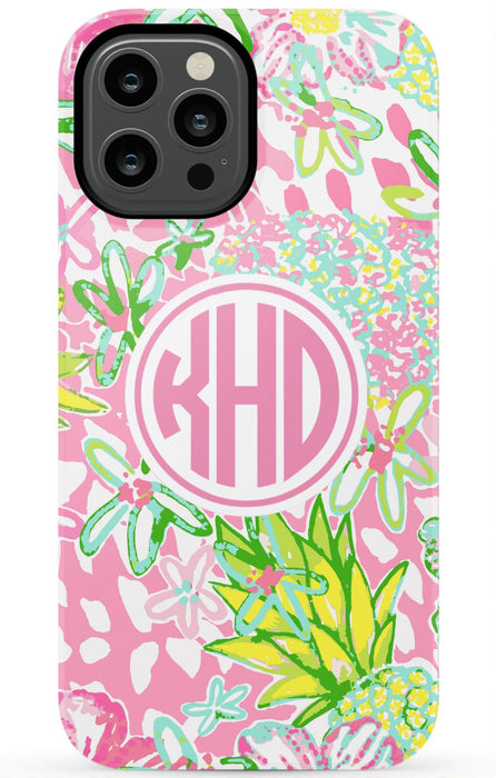 Pink Preppy Pineapple iPhone Case