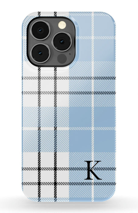 Blue Plaid Initial iPhone Case