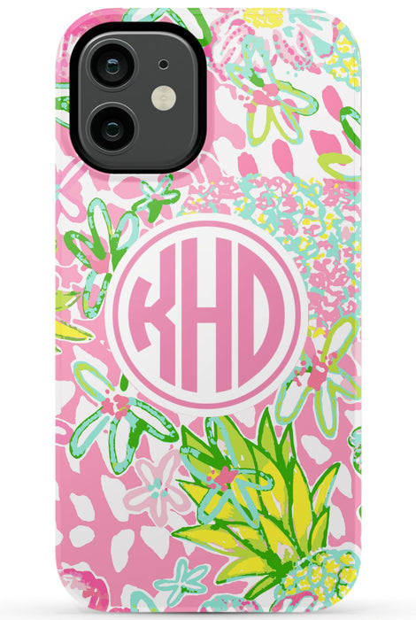 Pink Preppy Pineapple iPhone Case