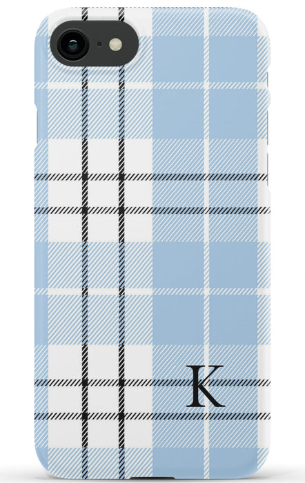 Blue Plaid Initial iPhone Case