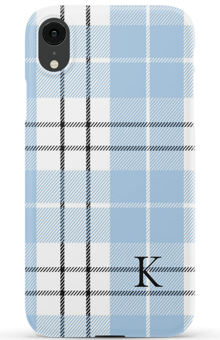 Blue Plaid Initial iPhone Case