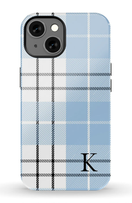 Blue Plaid Initial iPhone Case