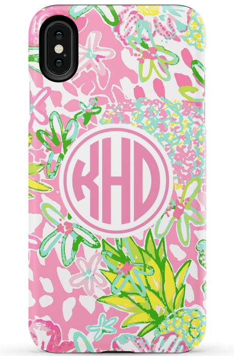 Pink Preppy Pineapple iPhone Case
