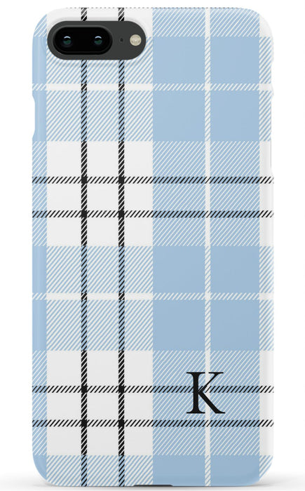 Blue Plaid Initial iPhone Case