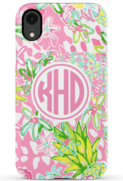 Pink Preppy Pineapple iPhone Case